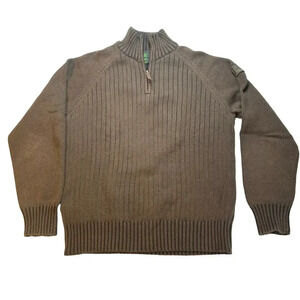Timberland men’s ribbed  cotton quarter zip brown sweater size S